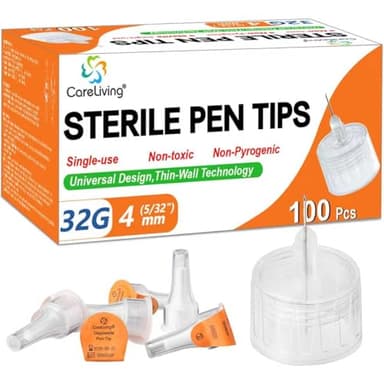 Pen Tips 32G x 4mm, Universal Fit, 100/bx, Sterile, Comfortable