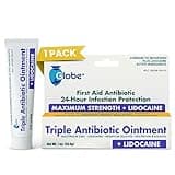 Globe Lidocaine First Aid Antibiotic Ointment 1 Oz - Maximum Strength Pain Relief & Infection Protection - Numbs Skin Fast with Lidocaine - Emergency Use & Infection Protection
