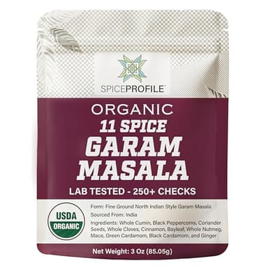 Spice Profile USDA Organic 11-Spice Garam Masala, 3 oz, Lab Tested for Heavy Metals, Salt Free, North Indian Style