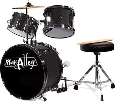 Music Alley 3 Piece Kids Drum Set with Drum Sticks & Drum Throne Seat