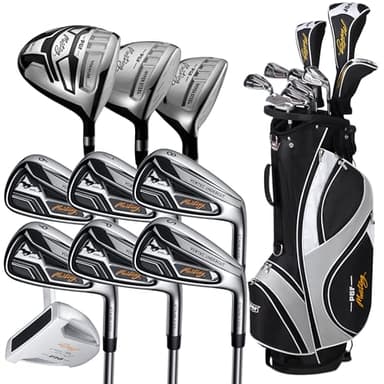 PGF Men's Mustang MK7 Complete Golf Club Package Set [Hand: Right] [Length: Standard] [Flex:Regular][14-Pieces]