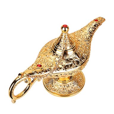ANQIA Vintage Aladdin Magic Genie Lamp Light for Home Party Wedding Table Decoration & Gift,Classic Zinc Alloy Arabian Lamp Jewelry Box（Gold）