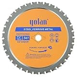 Yolan 7 1/4” Metal Cutting Circular Saw Blade, 7-1/4-Inch 180 Blade,36-Tooth,Carbide Tipped, 5/8-Inch Arbor, Diamond Knockout Arbor for TCT Miter Saw Blade, Cutting Metal & Steel,Ferrous Metal