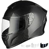 Favoto Full Face Motorcycle Helmet DOT Approved, Cascos para Motos Snowmobile Dirt Bike Helmet for Adults Men Women, Anti-Fog Film Included, Carbon Fiber, L