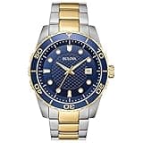 Bulova Classic Two-Tone Stainless Steel 3-Hand Date Calendar Quartz, Blue Dial Style: 98A200
