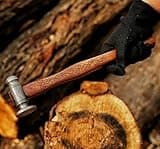 Premium Ball Peen Hammer with Forged Damascus Steel Head- Pein Hammer with Comfort Grip Wooden Handle- Best Tool For Metalworking And Carpentry