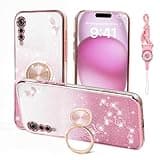 Nouxwerx for LG Velvet 5G Phone Case, Case for Cute TPU Soft Slim Pink Cover for Girls Women with Ring Stand Strap Lanyard Shockproof Protective Case for LG Velvet. (Rose Gold)