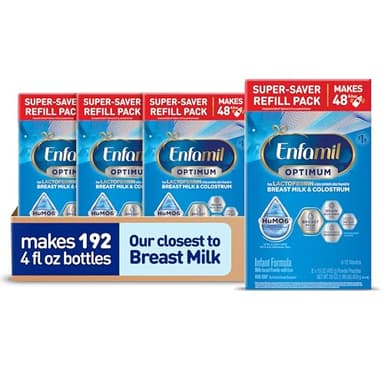 Enfamil Optimum (Enspire), Our Closest Formula to Breast Milk, Immune-Supporting Lactoferrin and Brain-Supporting DHA Baby Formula, Powder 30 Oz Refill, Pack of 4