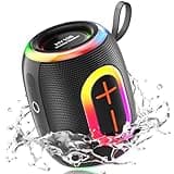 Foseener Portable Bluetooth Speaker with Stereo Sound, IPX5 Waterproof Wireless Speakers, 6 RGB LED Modes, Up to 20H Playtime, BT5.3, TWS Pairing, for Home/Bathroom/Party/Outdoor/Beach, Gift Ideals