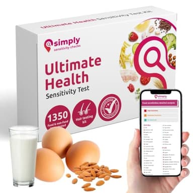 Simply Sensitivity Checks 1350+ Items Food Sensitivity Test Kit for Adults – Foods & Non-Foods, Including Lactose, Gluten, Vitamins, Minerals, Gut Health & More – at-Home Food Intolerance Test Kit