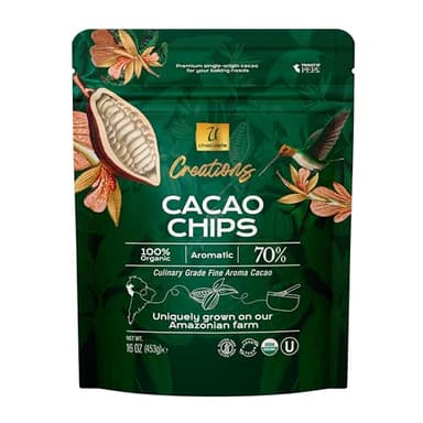 U Organic 70% Dark Chocolate Chips – Single-Origin Amazon Cacao, Fine Aroma Baking Chips, Vegan, 16 oz