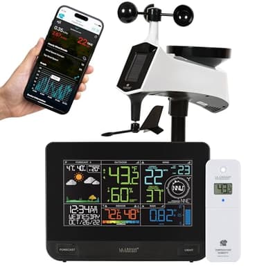 La Crosse Technology Professional Smart Wi-Fi Weather Station with Remote Monitoring (400 Foot Range), Wind and Rain Gauges, Temperature and Humidity Sensors, and Forecasting - V42-PRO-INT