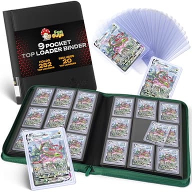FunGuys Toploader Binder, Trading Card Binder Storage, 252 9 Pocket Top Loader Binder, Card Collection for Yugioh, MTG, TCG, Pokemon Card Folders