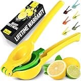 Zulay Kitchen Metal 2-in-1 Lemon Squeezer - Sturdy Max Extraction Hand Juicer Lemon Squeezer Gets Every Last Drop - Easy to Clean Manual Citrus Juicer - Easy-Use Lemon Juicer Squeezer - Yellow/Green