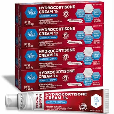 MED Pride Hydro Cortisone (Hydrocortisone) Cream 1% OTC Bulk Pack of 4 X 1 Oz Anti-Itch Ointment for Rash, Eczema, Bug Bites