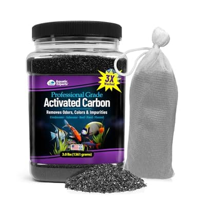 Premium Activated Carbon, Aquarium Carbon for Fish Tank Filter, Aquarium Filter Media, Granulated Charcoal for Fish Tanks, Activated Charcoal Bulk (3 lbs with Fine Mesh Bag)
