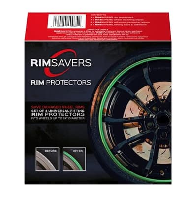 RimSavers (Green) Wheel Rim Protectors Guard Alloy Wheel from Curb Rash – Set of 4 Rim Protectors Easy to Install