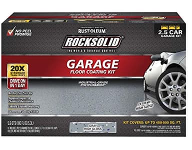 Rust-Oleum 293513 RockSolid Polycuramine Garage Floor Coating, 2.5 Car Kit, High Gloss Gray, 1 Count (Pack of 1)