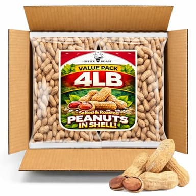 Peanuts In Shell | 4 LB Bulk Value Pack | Roasted & Salted - Healthy natural snack, Perfect for office, share and TO-GO - Crunchy Whole Peanuts, Classic Snack