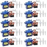 Smraza 10 Pcs SG90 9G Micro Servo Metal Geared Motor Kit for RC Robot Arm/Hand/Control with Cable, Mini Servos for Arduino Project (10)