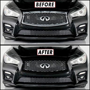 SlickMod Chrome Delete Blackout Vinyl Overlay for 2014-2017 Infiniti Q50 Q50S Front Bumper Grill Trim (Gloss Black)
