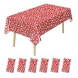 JHDZDHY 6 Pack Christmas Snowflake Tablecloth Disposable Christmas Plastic Tablecloth Table Cover for Christmas Party Decoration Supplies 54 x 108 Inches …