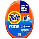 Tide PODS Laundry Detergent Pacs, Original Scent, Powerful 3-in-1 Clean in One Step, HE Compatible, 112 Count, Tide PODS Laundry Detergent