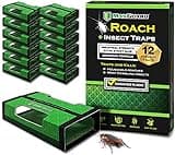 MaxGuard Roach + Spider Traps (12 Box Traps) | Non-Toxic Extra Sticky Box Traps | Trap and Kill German Cockroach, American, and Oriental Roaches Plus Crawling Bugs & Insects House |