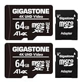GIGASTONE 64GB 2-Pack Micro SD Card, 4K UHD Video, Surveillance Security Cam Action Camera Drone Professional, 90MB/s Micro SDXC UHS-I U3 Class 10