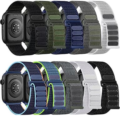 Lenrao Compatible with Apple Watch Bands for Men 44mm 45mm 46m 42mm 49mm, Velcro Sport Stretchy Nylon Loop Braided Breathable Strap for iWatch Bands Men Series Ultra Se 11 10 9 8 7 6 5 4 3 2 1