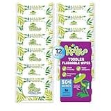 Flushable Wipes for Baby and Kids by Kandoo, Sensitive and Unscented Formula, Hypoallergenic Potty Training Wet Cleansing Cloths, 42 Count, Pack of 12
