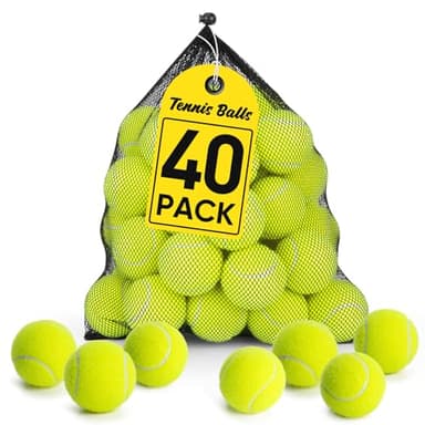 Treeroot 40Pack Tennis Balls, High Elasticity Tennis Balls Bulk, Comes with a Portable Mesh Bag, Tennis Ball for Dogs, Suitable for Beginner Training Ball, Durable & Bounce