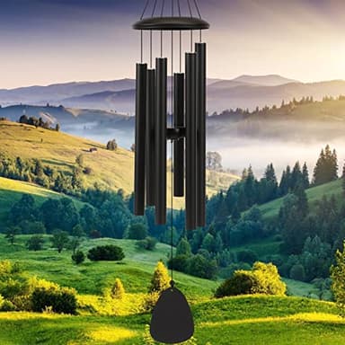 FSVGYY Wind-Chimes-Outdoor-Large-Decor, Deep Tone Soothing Melodic Tones Windchimes, Wind Chimes for Outside, Memorial Wind Chime Best Gift for Mom Women Grandma Neighbors（32" Black）