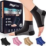 PhysFlex Compression Socks for Plantar Fasciitis, Achilles Tendonitis Relief - (1 Pair) Ankle Compression Sleeve for Heel Spurs, Foot Swelling & Fatigue - Arch Support Brace for Everyday Use