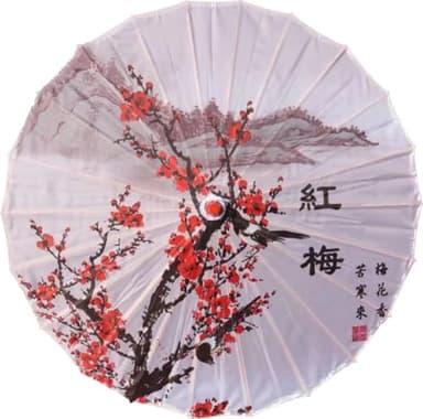 Bestage 32" Chinese Japanese Handmade Cloth Parasol Umbrella,Plum Bossom Decoration Art Dance Classical Umbrella for Wedding Parties Photography Costumes Cosplay