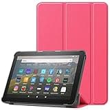 KuRoKo Case Compatible with Amazon Kindle Fire HD 8/HD 8 Plus Tablet(12th Generation 2022 & 10th Generation 2020 Release), Slim Light Cover Trifold Stand Hard Shell Cover with Auto Wake/Sleep
