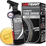 Carfidant Tire Shine Spray - Black Satin Finish - Premium Car Tire Dressing - Long Lasting - No Sling No Grease Formula with UV Protection - 18 fl. Oz with Applicator Pad
