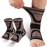 LISEPWU Copper Ankle Brace, Copper Infused Ankle Support Compression Sleeve for Men & Women, for Foot Pain Relief, Sprained Recovery, Achilles Tendonitis, Daytime or Night Use(L)