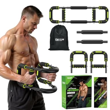 Vanlgs Twister Arm Trainer for Men, Chest Workout Equipment 5-Level Adjustable (40-130lb) with Ergonomic 27° Targets Biceps/Clip/Thigh, Portable Exerciser for Home Gym Travel Fitness, Green