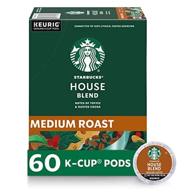 Starbucks K-Cup Coffee Pods, Medium Roast Coffee, House Blend for Keurig Brewers, 100% Arabica, 6 boxes (60 pods total)