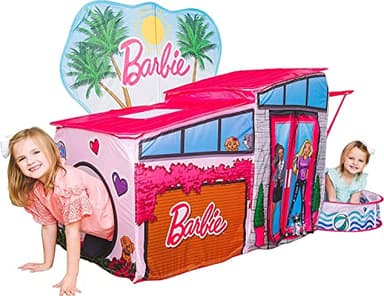 Barbie Dreamhouse™ Extra Large Pop Up Play Tent with Crawl Tunnel and Ball Pit, Over 7 feet Long, Playhouse Toy Folds Into Storage Bag, 20 Play Balls Included, Gift for Toddlers and Kids 3+