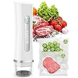 FEPPO Vacuum Sealer for Food with Visible Water Tank, Handheld Saver Compact Vacuum Sealer Machine with 30 Reusable Bags for 6X Preservation & Fresh, White