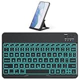 OMOTON Bluetooth Keyboard for Samsung Tablet/Android/Windows/iOS, with 7 Colors Backlight Rechargeable Wireless Keyboard for Galaxy Tab A9+/A9+ Plus/S9/S9 Plus/S9 FE, Black