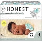 The Honest Company Clean Conscious Diapers for Sensitive Skin | Hypoallergenic, Fragrance Free | Gender Neutral Prints | Club Box, Size Newborn, 72 Count