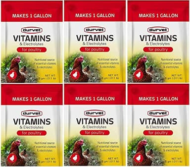 Durvet 6 Pack of Vitamins and Electrolytes for Poultry, 5 Grams, Makes 6 Gallons
