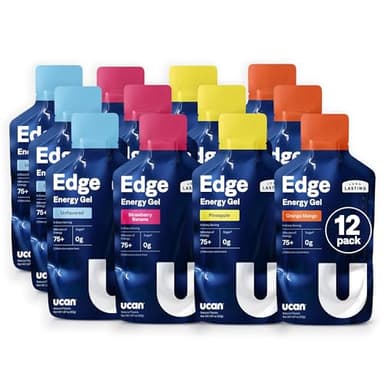 UCAN Edge Energy Gel Shots, Variety Pack (12, 2 Ounce Packets) for Running, Training, Workouts, Fitness, Cycling, Crossfit | Sugar-Free, Vegan, & Keto Friendly Energy