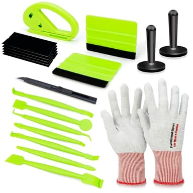 Premium Vinyl Wrap Tool Kit: 7PCS Car Wrap Installation Tools with Carbon Fiber Gloves, Magnetic Positioners, 9mm Knife & Safety Cutter for Vinyl/PPF, Felt Squeegee All-in-One Accessories