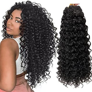 8 Packs Curly Crochet Hair GoGo Curl Crochet hair for Women Natural Black Deep Wave Braiding hair,Synthetic Bohemian Crochet Braid Water Wave Crochet hair Extensions(18inch, 1B)