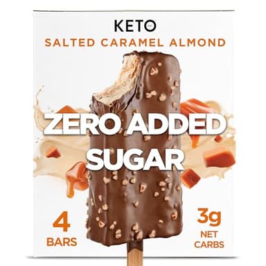 Keto Pint Zero Sugar Added Salted Caramel Almond Ice Cream Bars Keto Friendly, 3g Net Carbs 2.75 fl. oz., 4 count (Frozen)