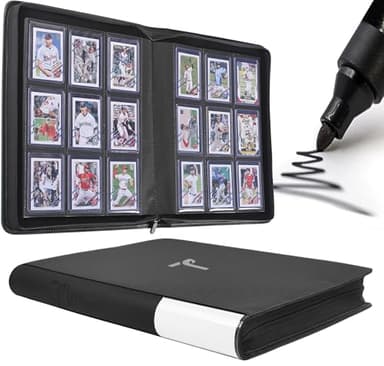 Top Loader Binder, 9 Pocket, Holds Up to 360 3" x 4" Toploaders, 20 Double-Sided Ringless Sleeves, Side-Loading for Easy Insertion,Side Label Tab and Marker for Easy Identification